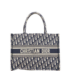 ディオール トロッター ブックトート ミディアム トートバッグ ハンドバッグ ネイビー アイボリー キャンバス レディース Dior 【中古】