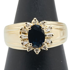 K18YG イエローゴールド サファイア1.04ct ダイヤ0.164ct リング 指輪 レディース 11.5号 【中古】