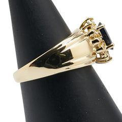 K18YG イエローゴールド サファイア1.04ct ダイヤ0.164ct リング 指輪 レディース 11.5号 【中古】