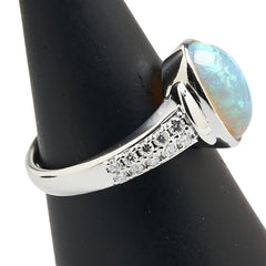 Pt900 プラチナ オパール ダイヤ0.32ct リング 指輪 レディース 13号 【中古】