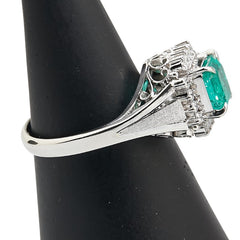 Pt900 プラチナ エメラルド1.03ct ダイヤ0.18ct リング 指輪 レディース 12号 【中古】