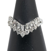 Pt900 プラチナ ダイヤ0.53ct V字 リング 指輪 レディース 12号 【中古】