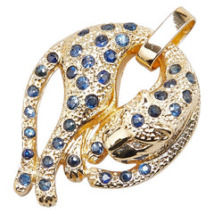 K18YG イエローゴールド サファイア ダイヤ パンサー 豹 モチーフ ペンダントトップ レディース 【中古】