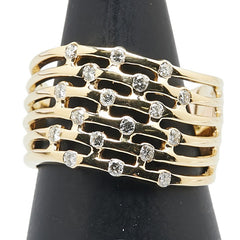 K18YG イエローゴールド ダイヤ0.24ct リング 指輪 レディース 8.5号 【中古】