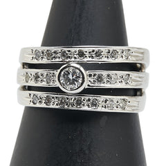 Pt900 プラチナ ダイヤ0.15ct ダイヤ0.081ct 3連 ピンキーリング レディース 3.5号 【中古】
