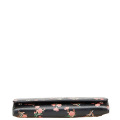 プラダ 花 フラワー モチーフ 長財布 ブラック ピンク レザー レディース PRADA 【中古】