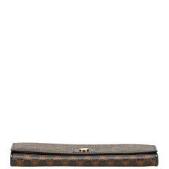 セリーヌ マカダム 二つ折り財布 ブラック PVC レザー レディース CELINE 【中古】
