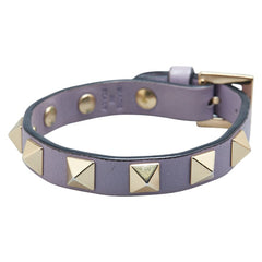 ヴァレンティノ ロックスタッズ ブレスレット パープル レザー メッキ メンズ VALENTINO 【中古】
