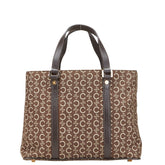 セリーヌ Cマカダム ハンドバッグ ブラウン ベージュ キャンバス レザー レディース CELINE 【中古】