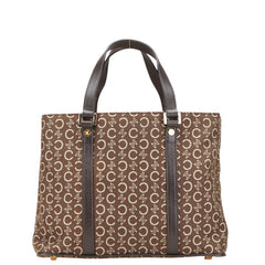 セリーヌ Cマカダム ハンドバッグ ブラウン ベージュ キャンバス レザー レディース CELINE 【中古】