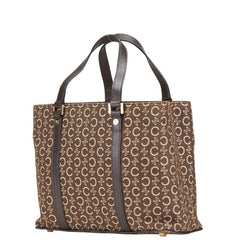 セリーヌ Cマカダム ハンドバッグ ブラウン ベージュ キャンバス レザー レディース CELINE 【中古】