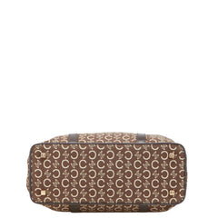 セリーヌ Cマカダム ハンドバッグ ブラウン ベージュ キャンバス レザー レディース CELINE 【中古】