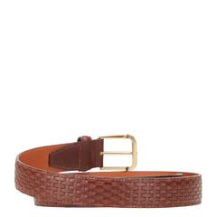サルヴァトーレフェラガモ ヴァラ 編み込み モチーフ ベルト 85 ブラウン レザー レディース Salvatore Ferragamo 【中古】