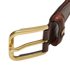 サルヴァトーレフェラガモ ヴァラ 編み込み モチーフ ベルト 85 ブラウン レザー レディース Salvatore Ferragamo 【中古】