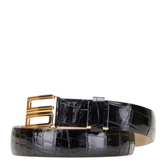 ディオール CDバックル クロコ型押し ベルト ブラック レザー レディース Dior 【中古】