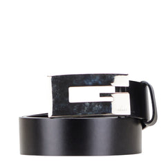 グッチ Gバックル ベルト 75.30 036 1766 1350 ブラック シルバー レザー メタル レディース GUCCI 【中古】