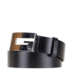 グッチ Gバックル ベルト 75.30 036 1766 1350 ブラック シルバー レザー メタル レディース GUCCI 【中古】