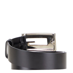 グッチ Gバックル ベルト 75.30 036 1766 1350 ブラック シルバー レザー メタル レディース GUCCI 【中古】