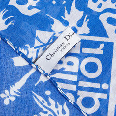 ディオール SURF chick サーフ チック スカーフ ブルー ホワイト コットン レディース Dior 【中古】