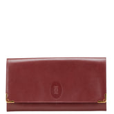 カルティエ マストライン クラッチバッグ ワインレッド レザー レディース CARTIER 【中古】