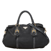 プラダ 三角ロゴプレート ハンドバッグ ショルダーバッグ 2WAY ブラック ナイロン レザー レディース PRADA 【中古】