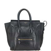 セリーヌ ラゲージ ミニショッパー ハンドバッグ ブラック レザー レディース CELINE 【中古】