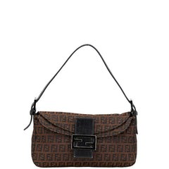 フェンディ ズッカ マンマバケット ハンドバッグ ブラウン ブラック キャンバス レザー レディース FENDI 【中古】