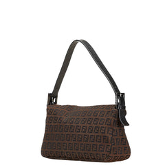 フェンディ ズッカ マンマバケット ハンドバッグ ブラウン ブラック キャンバス レザー レディース FENDI 【中古】