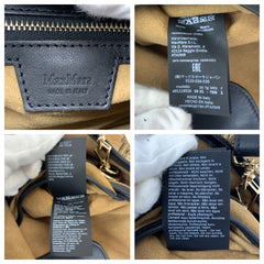 マックスマーラ グラム マリン トートバッグ ショルダーバッグ 2WAY ベージュ ブラック ナイロン コットン レディース MAX MARA 中古