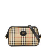 バーバリー ノバチェック シャドーホース ショルダーバッグ ベージュ ブラック キャンバス レザー レディース BURBERRY 【中古】