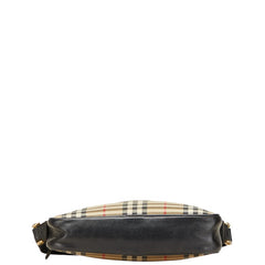 バーバリー ノバチェック シャドーホース ショルダーバッグ ベージュ ブラック キャンバス レザー レディース BURBERRY 【中古】