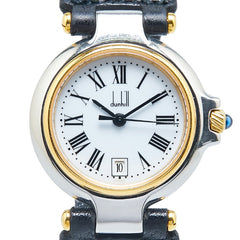 ダンヒル ミレニアム 腕時計 クオーツ ホワイト文字盤 ステンレススチール レザー レディース Dunhill 【中古】