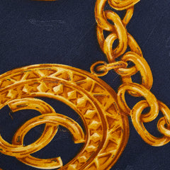 シャネル ココマーク ラウンド チェーン スカーフ ネイビー ゴールド シルク レディース CHANEL 【中古】