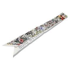 ディオール ミッツァ 花 フラワー モチーフ スカーフ ホワイト グレー マルチカラー シルク レディース Dior 【中古】