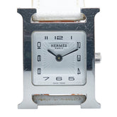 エルメス Hウォッチ ミニ 21mm 腕時計 HH1.210 クオーツ ホワイト文字盤 ステンレススチール レザー レディース HERMES 【中古】