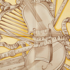 ディオール 楽器 モチーフ スカーフ イエロー ブラウン シルク レディース Dior 【中古】