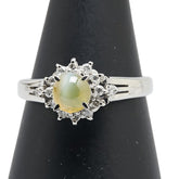 Pt900 プラチナ キャッツアイ0.75ct ダイヤ0.14ct リング 指輪 レディース 11.5号 【中古】
