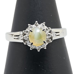 Pt900 プラチナ キャッツアイ0.75ct ダイヤ0.14ct リング 指輪 レディース 11.5号 【中古】