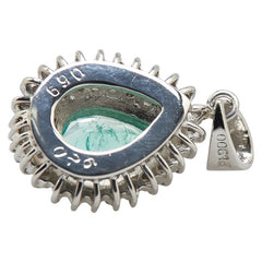 Pt900 プラチナ エメラルド0.69ct ダイヤ0.26ct ペンダントトップ レディース 【中古】