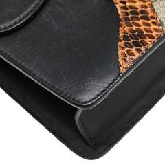 グッチ GGスプリーム パイソン タイガーヘッド ショルダーバッグ 497995 ブラック ブラウン レザー PVC レディース GUCCI 【中古】