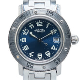 エルメス クリッパー ダイバー デイト 腕時計 CL5.210 クオーツ ネイビー文字盤 ステンレススチール レディース HERMES 【中古】