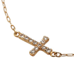 アガット クロス モチーフ ダイヤモンド0.05ct ブレスレット K18YG イエローゴールド レディース agete 【中古】