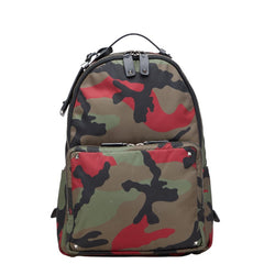 ヴァレンティノ スタッズ カモフラージュ 迷彩 リュック バックパック カーキ レッド マルチカラー ナイロン レザー レディース VALENTINO 【中古】