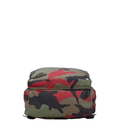 ヴァレンティノ スタッズ カモフラージュ 迷彩 リュック バックパック カーキ レッド マルチカラー ナイロン レザー レディース VALENTINO 【中古】