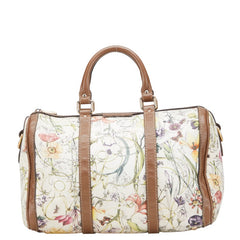 グッチ フローラ ハンドバッグ ミニボストンバッグ 247205 ベージュ ブラウン マルチカラー キャンバス レザー レディース GUCCI 【中古】