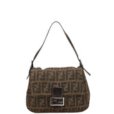 フェンディ ズッカ マンマバケット ハンドバッグ ショルダーバッグ 26325 ブラウン ウール レザー レディース FENDI 【中古】