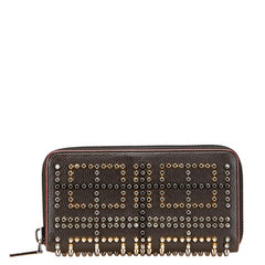 クリスチャンルブタン パネトーネ スタッズ ラウンドファスナー 長財布 ブラウン レザー レディース Christian Louboutin 【中古】