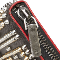 クリスチャンルブタン パネトーネ スタッズ ラウンドファスナー 長財布 ブラウン レザー レディース Christian Louboutin 【中古】