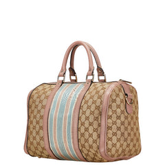 グッチ GGキャンバス ハンドバッグ 247205 ベージュ ピンク ブルー キャンバス レザー レディース GUCCI 【中古】