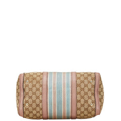 グッチ GGキャンバス ハンドバッグ 247205 ベージュ ピンク ブルー キャンバス レザー レディース GUCCI 【中古】